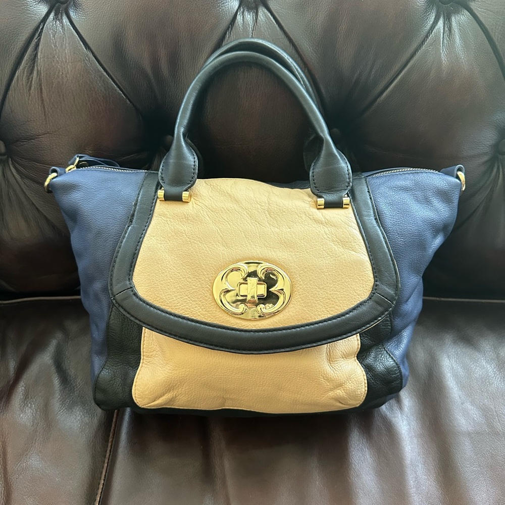 Emma Fox Blue, Black and Tan Handbag